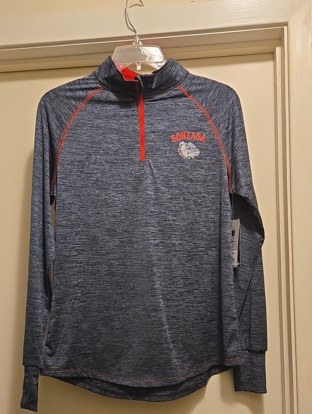 Colosseum Women's Heathered Navy Gonzaga Pullover with Red Trim